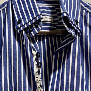 John Lennon Double Collar Rock Festival Retro Grandpa Cotton Button Up Shirt S